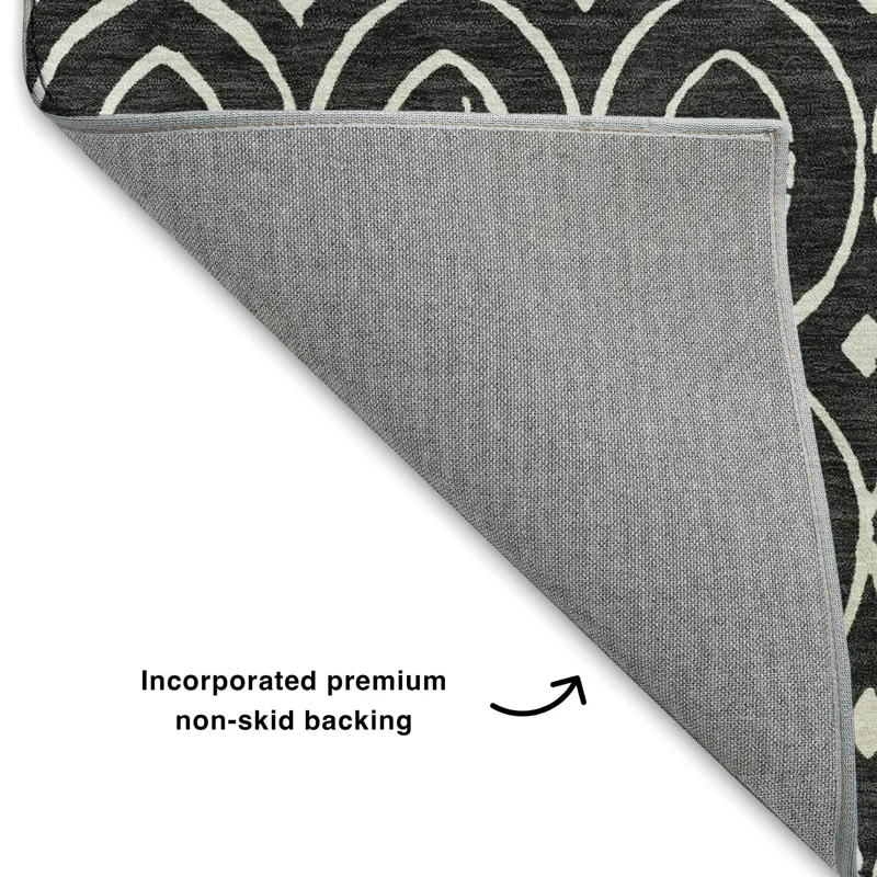 Luxury Washable Indoor/Outdoor The Reserve Black 3\' x 5\' Rug