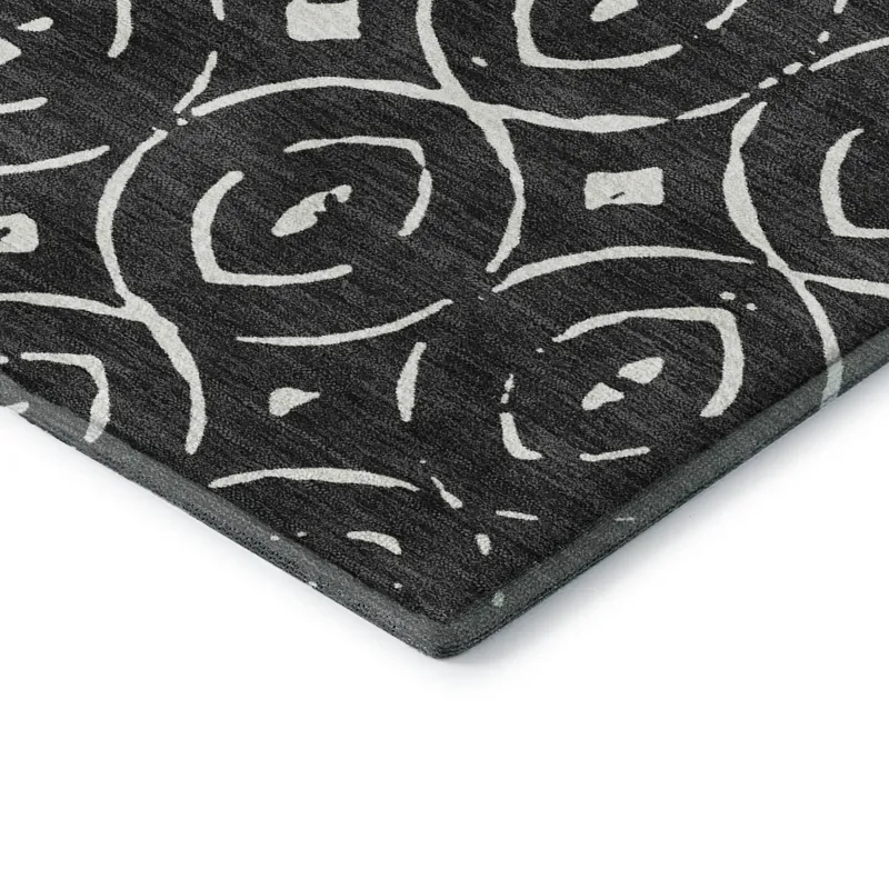Luxury Washable Indoor/Outdoor The Reserve Black 3\' x 5\' Rug