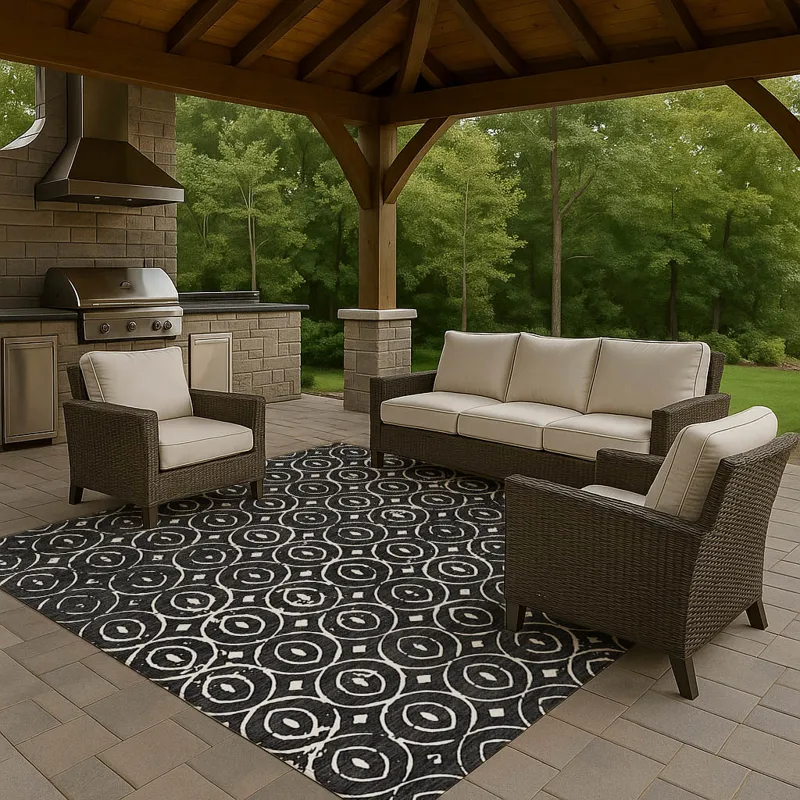 Luxury Washable Indoor/Outdoor The Reserve Black 3\' x 5\' Rug
