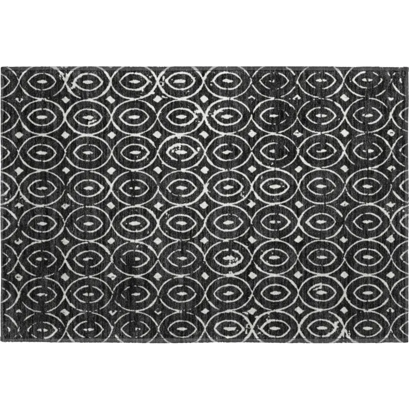 Luxury Washable Indoor/Outdoor The Reserve Black 1\'8\" x 2\'6\" Rug