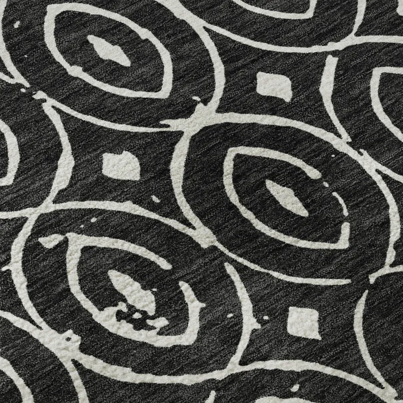 Luxury Washable Indoor/Outdoor The Reserve Black 3\' x 5\' Rug