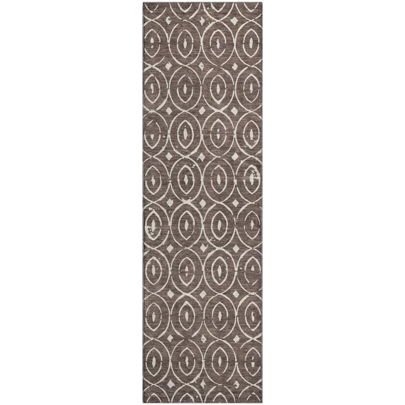 Luxury Washable Indoor/Outdoor The Reserve Brown 2\'3\" x 7\'6\" Runner Rug
