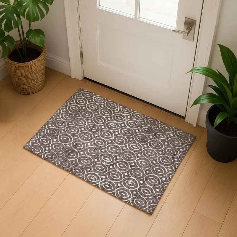 Luxury Washable Indoor/Outdoor The Reserve Brown 1\'8\" x 2\'6\" Rug