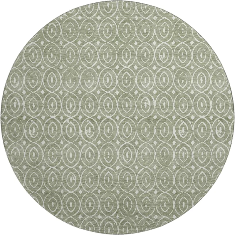 Luxury Washable Indoor/Outdoor The Reserve Fern 8\' x 8\' Round Rug