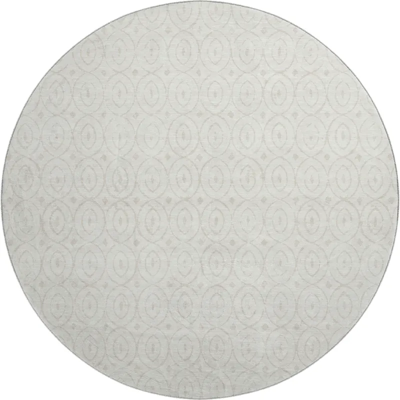 Luxury Washable Indoor/Outdoor The Reserve Ivory 8\' x 8\' Round Rug