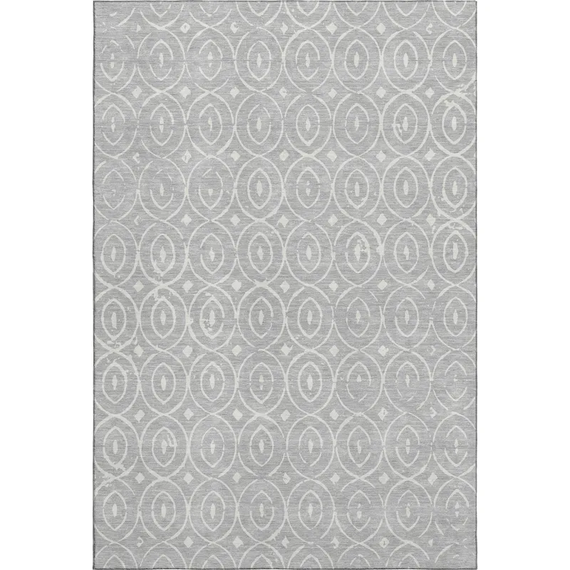 Luxury Washable Indoor/Outdoor The Reserve Silver 2\'6\" x 3\'10\" Rug