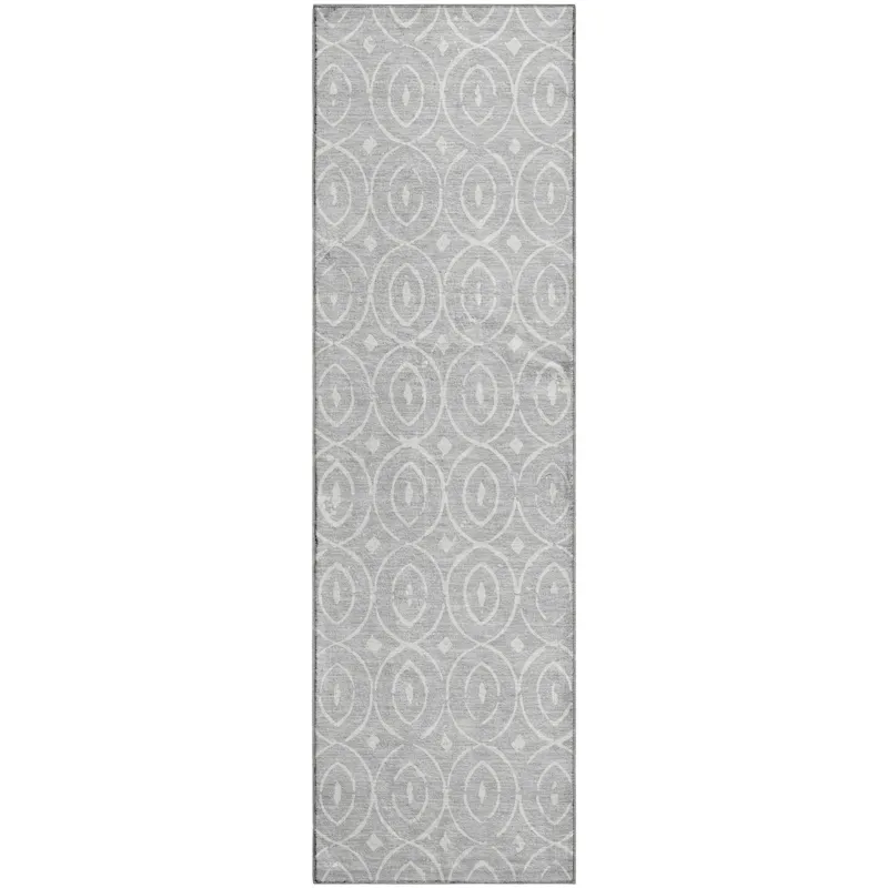 Luxury Washable Indoor/Outdoor The Reserve Silver 2\'3\" x 7\'6\" Runner Rug