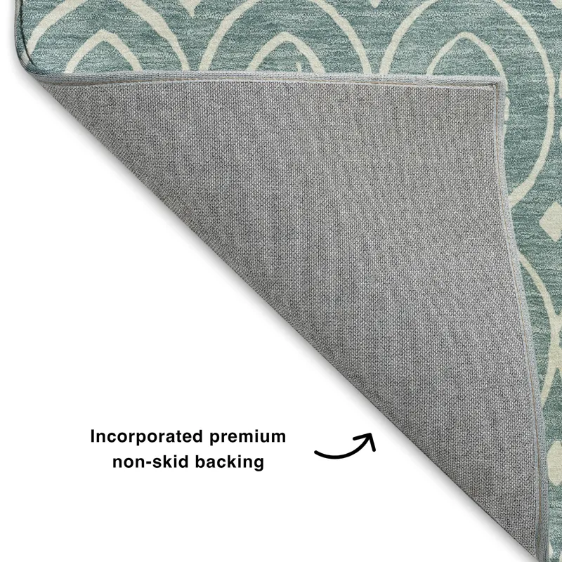 Luxury Washable Indoor/Outdoor The Reserve Turquoise 8\' x 10\' Rug