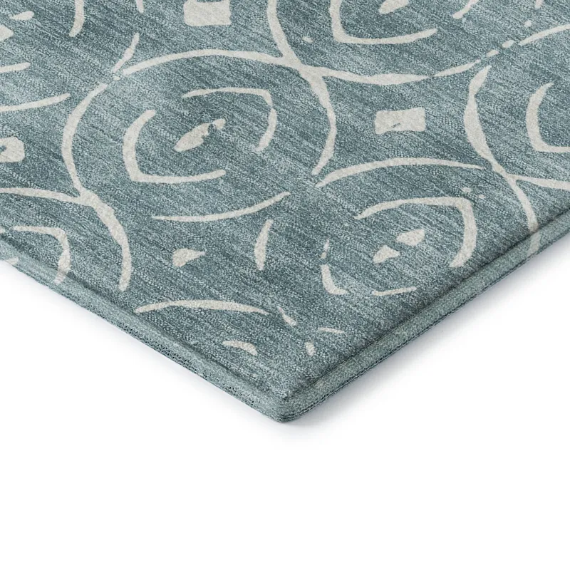 Luxury Washable Indoor/Outdoor The Reserve Turquoise 8\' x 10\' Rug