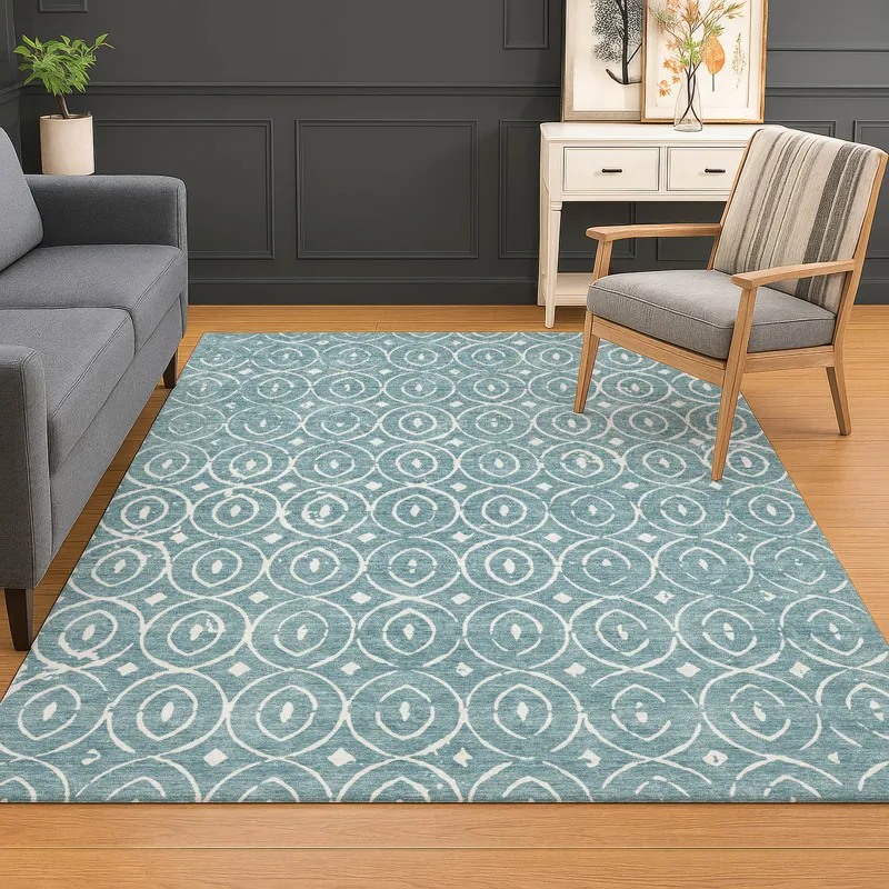 Luxury Washable Indoor/Outdoor The Reserve Turquoise 8\' x 10\' Rug