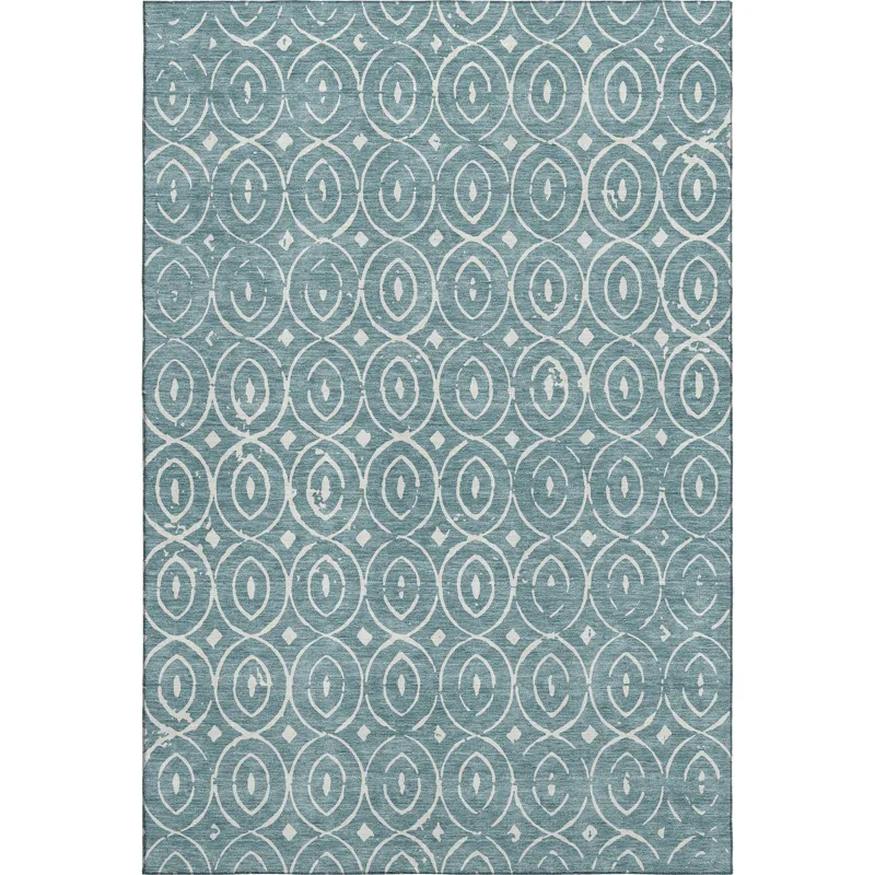 Luxury Washable Indoor/Outdoor The Reserve Turquoise 8\' x 10\' Rug