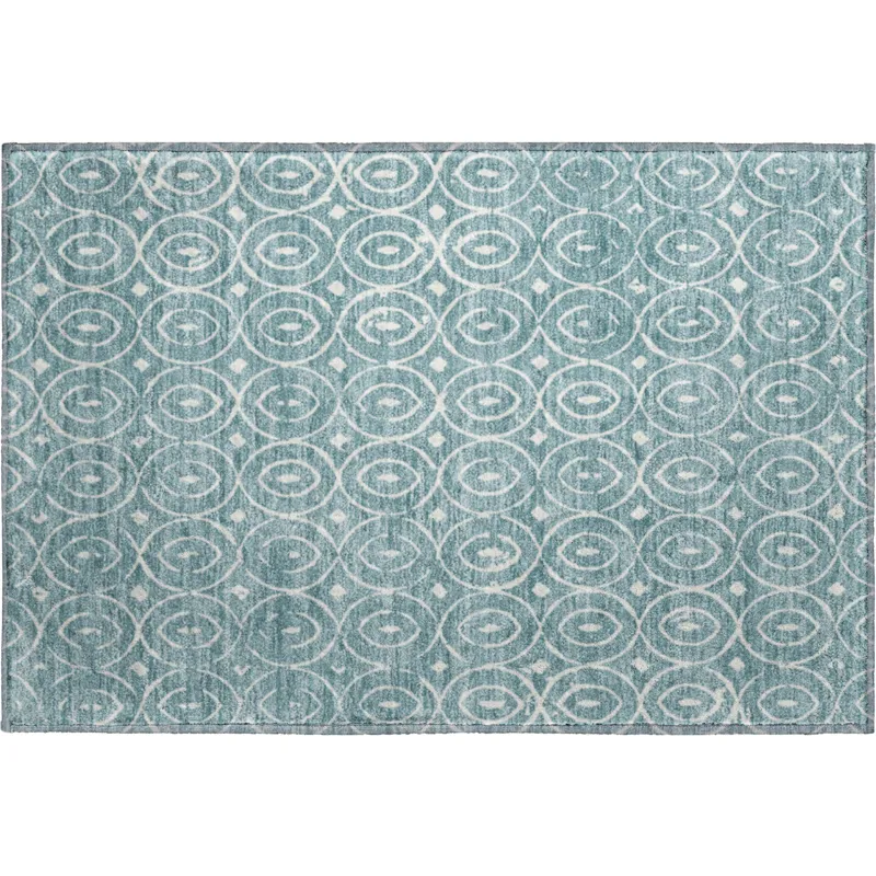 Luxury Washable Indoor/Outdoor The Reserve Turquoise 1\'8\" x 2\'6\" Rug