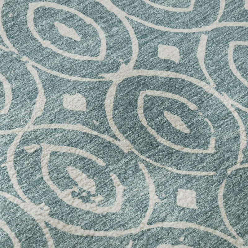 Luxury Washable Indoor/Outdoor The Reserve Turquoise 8\' x 10\' Rug