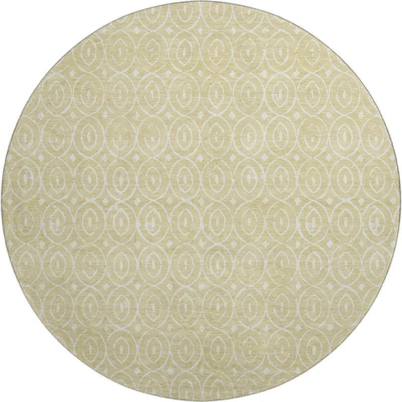 Luxury Washable Indoor/Outdoor The Reserve Wheat 8\' x 8\' Round Rug