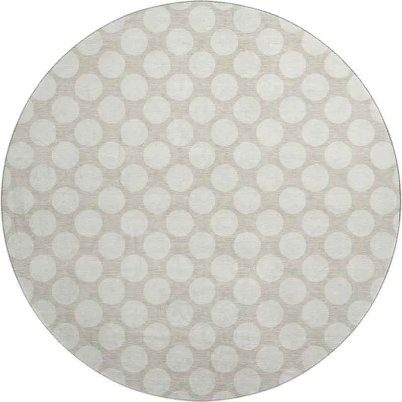 Luxury Washable Indoor/Outdoor The Reserve Beige 8\' x 8\' Round Rug