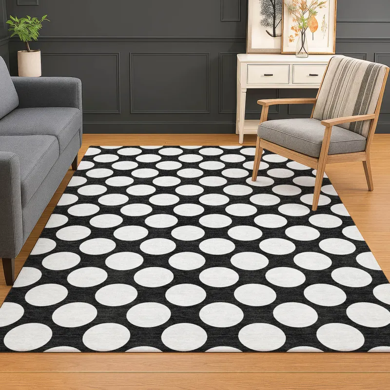 Luxury Washable Indoor/Outdoor The Reserve Black 9\' x 12\' Rug