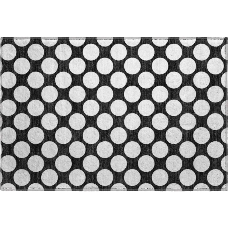 Luxury Washable Indoor/Outdoor The Reserve Black 1\'8\" x 2\'6\" Rug