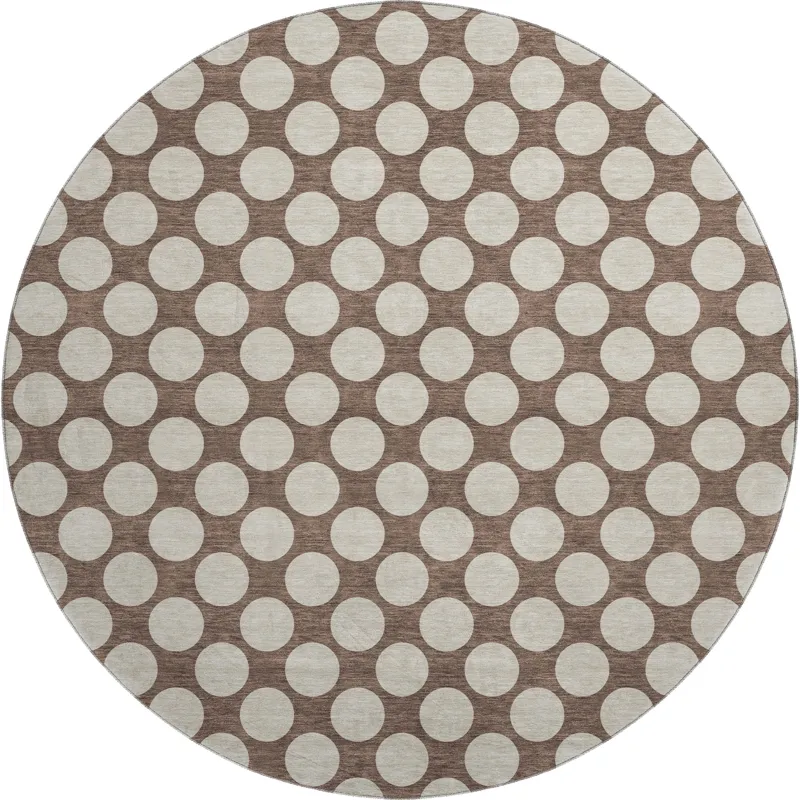 Luxury Washable Indoor/Outdoor The Reserve Coffee 8\' x 8\' Round Rug
