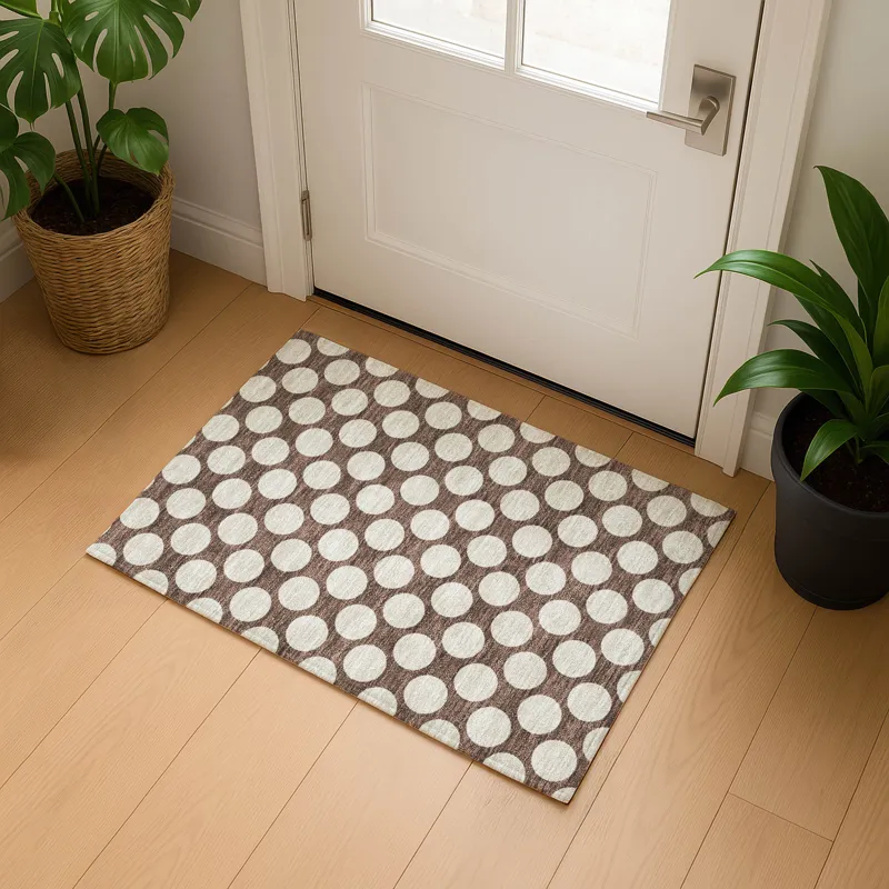 Luxury Washable Indoor/Outdoor The Reserve Coffee 1\'8\" x 2\'6\" Rug