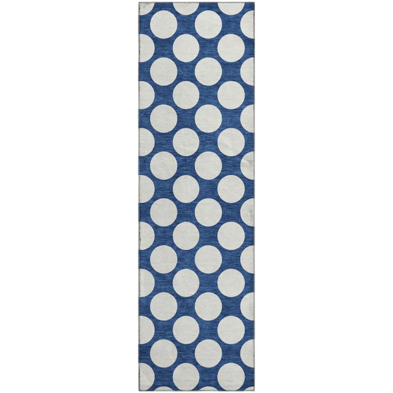 Luxury Washable Indoor/Outdoor The Reserve Navy 2\'3\" x 7\'6\" Runner Rug