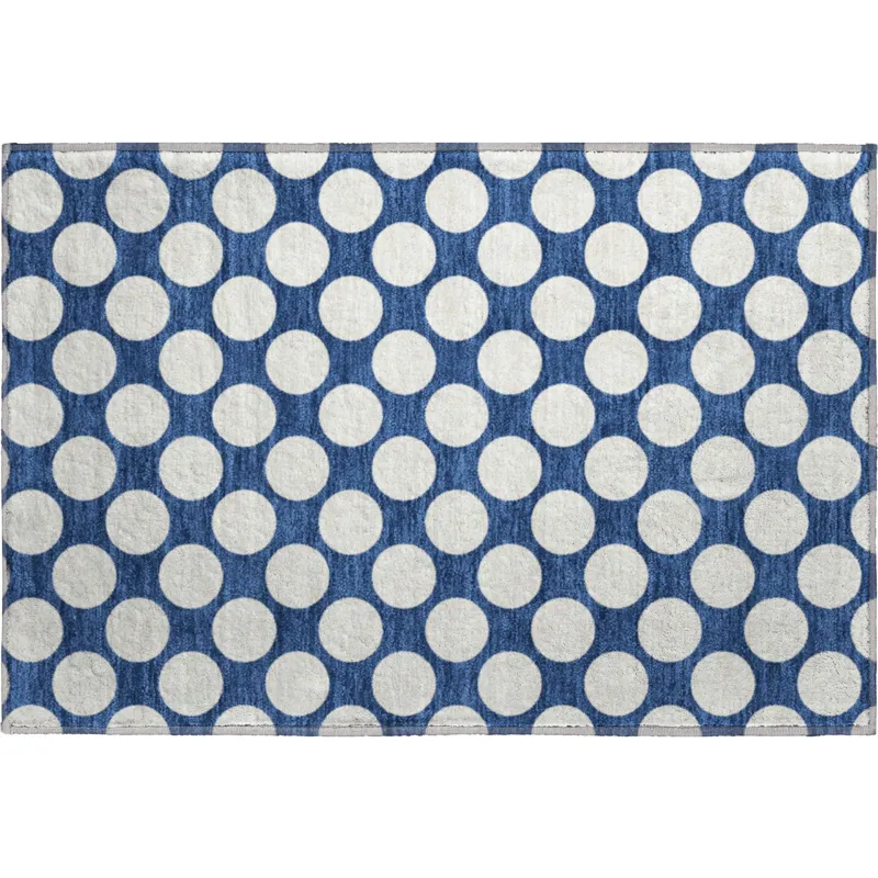 Luxury Washable Indoor/Outdoor The Reserve Navy 1\'8\" x 2\'6\" Rug