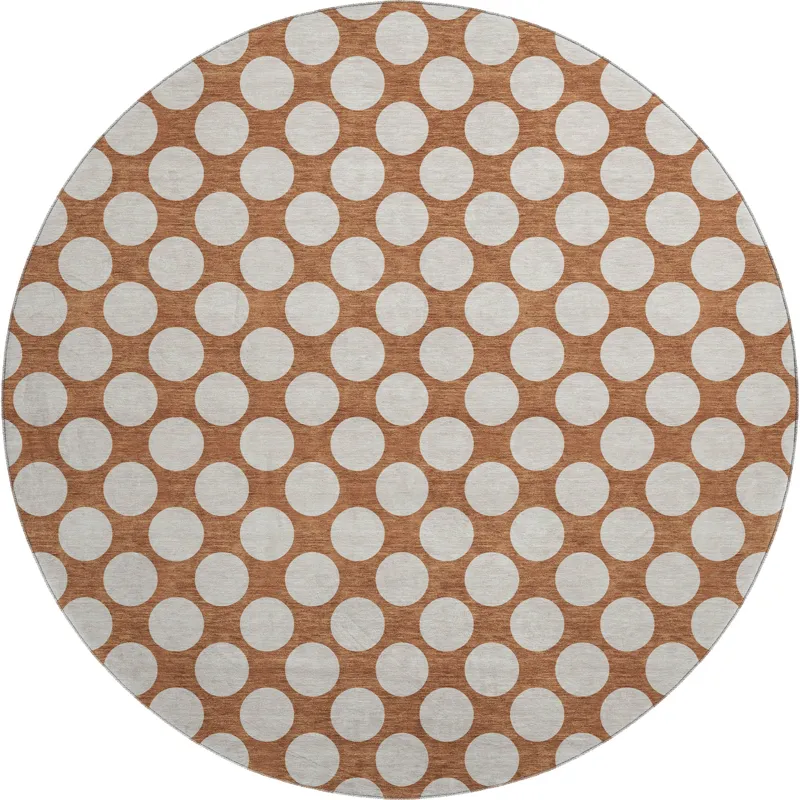 Luxury Washable Indoor/Outdoor The Reserve Paprika 8\' x 8\' Round Rug