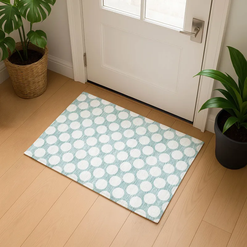 Luxury Washable Indoor/Outdoor The Reserve Seafoam 1\'8\" x 2\'6\" Rug