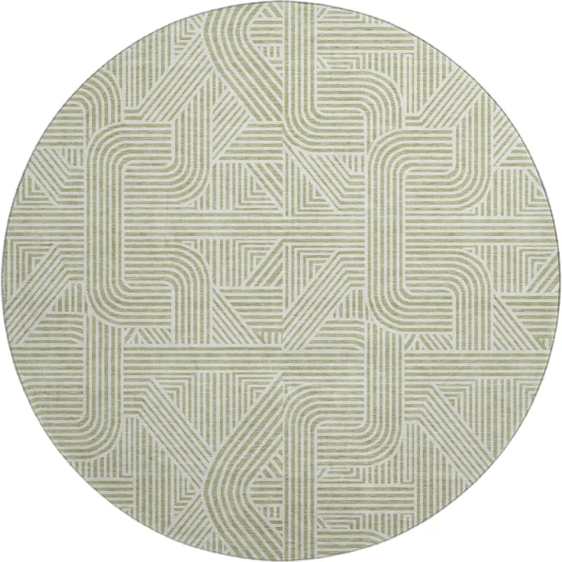 Luxury Washable Indoor/Outdoor The Reserve Aloe 8\' x 8\' Round Rug