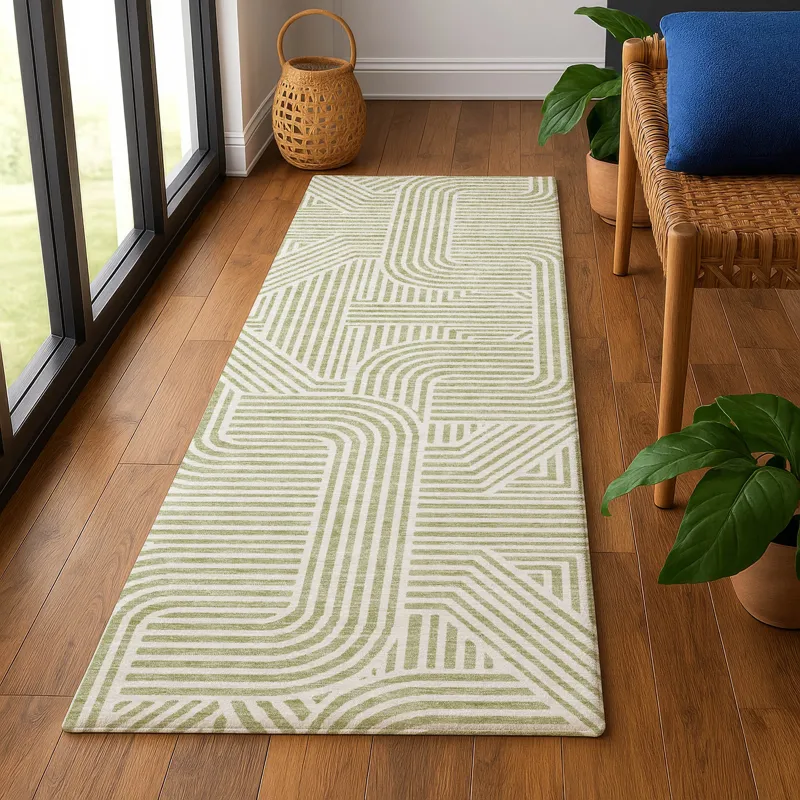 Luxury Washable Indoor/Outdoor The Reserve Aloe 2\'3\" x 7\'6\" Runner Rug
