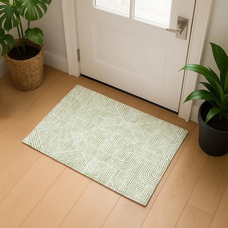 Luxury Washable Indoor/Outdoor The Reserve Aloe 1\'8\" x 2\'6\" Rug