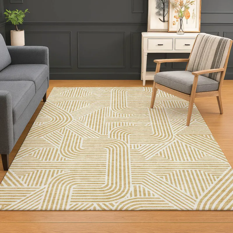 Luxury Washable Indoor/Outdoor The Reserve Gold 2\'6\" x 3\'10\" Rug