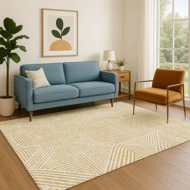 Luxury Washable Indoor/Outdoor The Reserve Gold 2\'6\" x 3\'10\" Rug