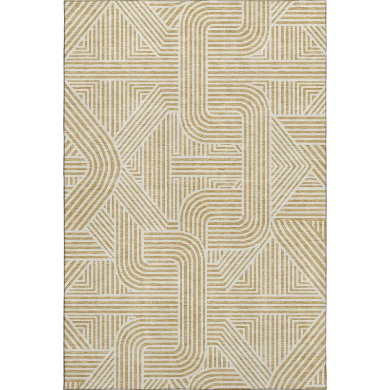 Luxury Washable Indoor/Outdoor The Reserve Gold 2\'6\" x 3\'10\" Rug