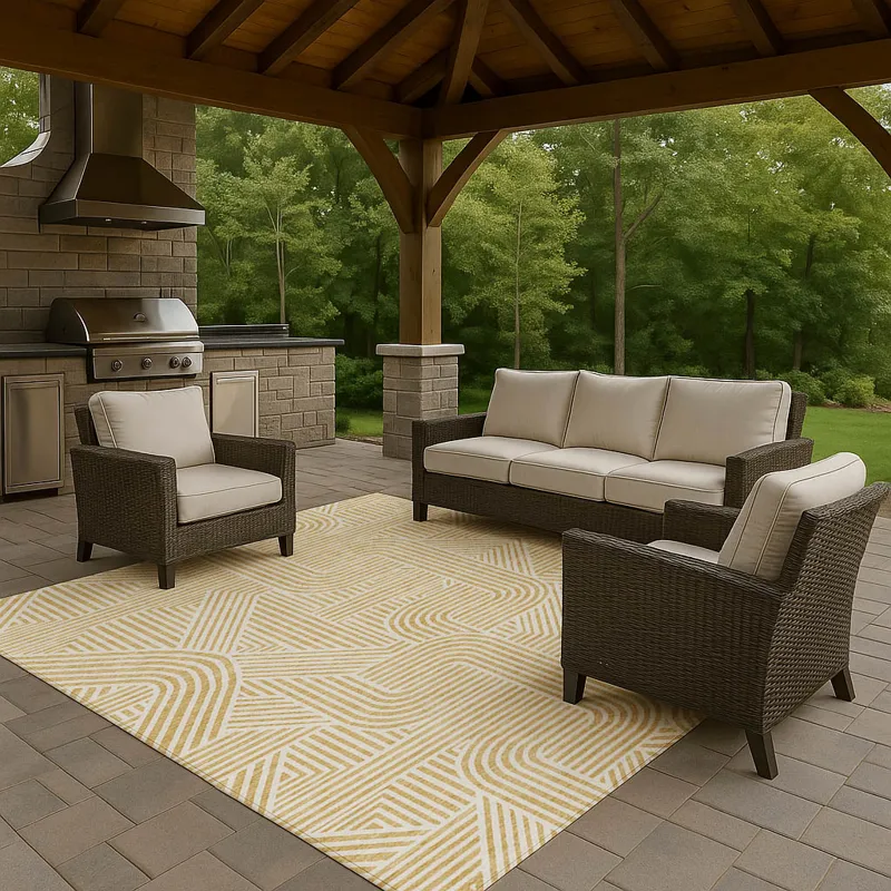 Luxury Washable Indoor/Outdoor The Reserve Gold 2\'6\" x 3\'10\" Rug