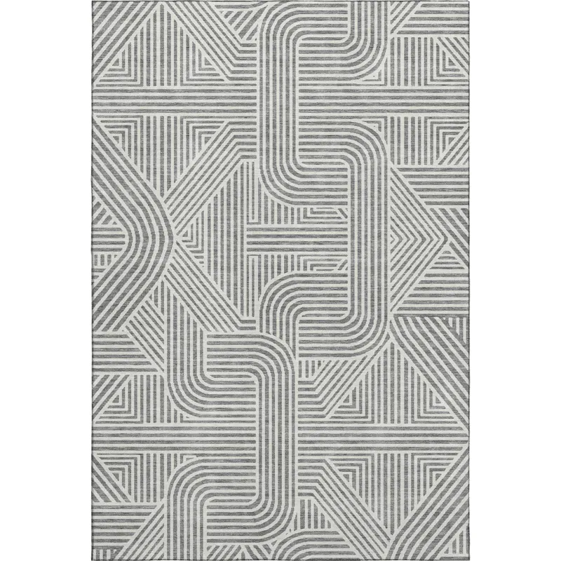 Luxury Washable Indoor/Outdoor The Reserve Gray 5\' x 7\'6\" Rug