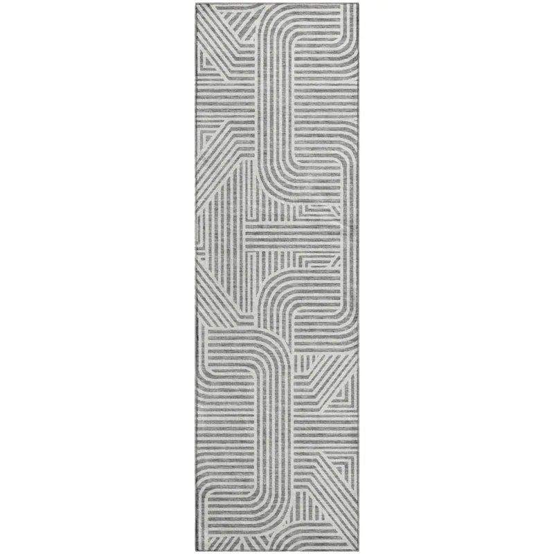 Luxury Washable Indoor/Outdoor The Reserve Gray 2\'3\" x 7\'6\" Runner Rug