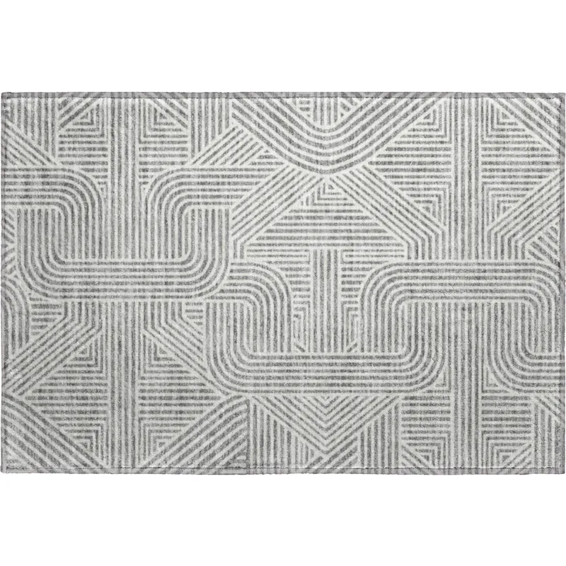 Luxury Washable Indoor/Outdoor The Reserve Gray 1\'8\" x 2\'6\" Rug