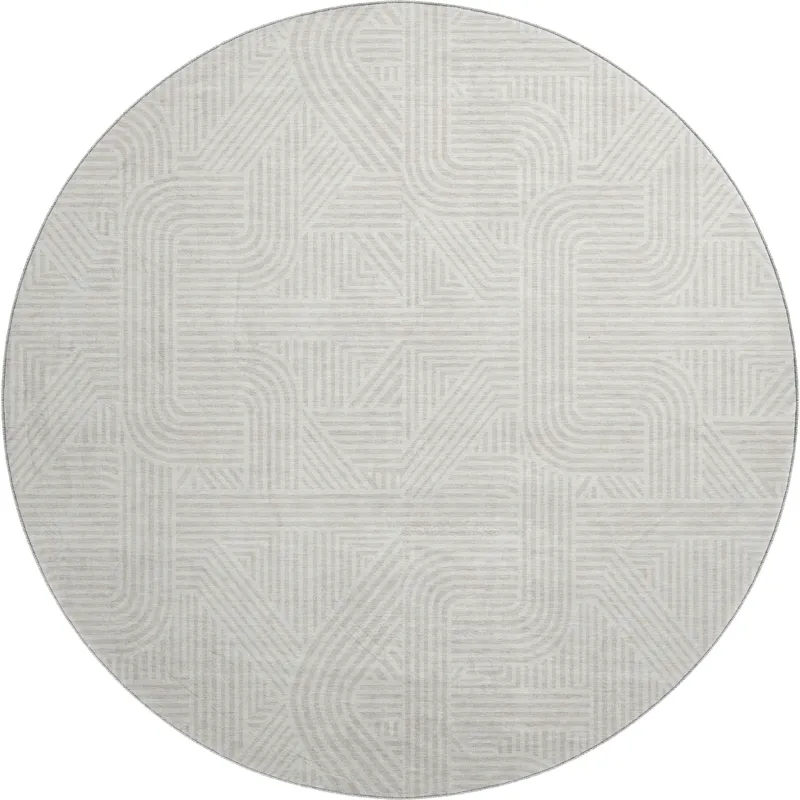 Luxury Washable Indoor/Outdoor The Reserve Linen 8\' x 8\' Round Rug