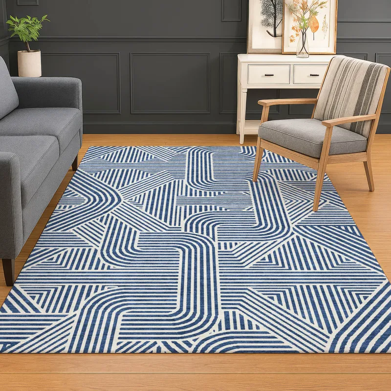 Luxury Washable Indoor/Outdoor The Reserve Navy 2\'6\" x 3\'10\" Rug