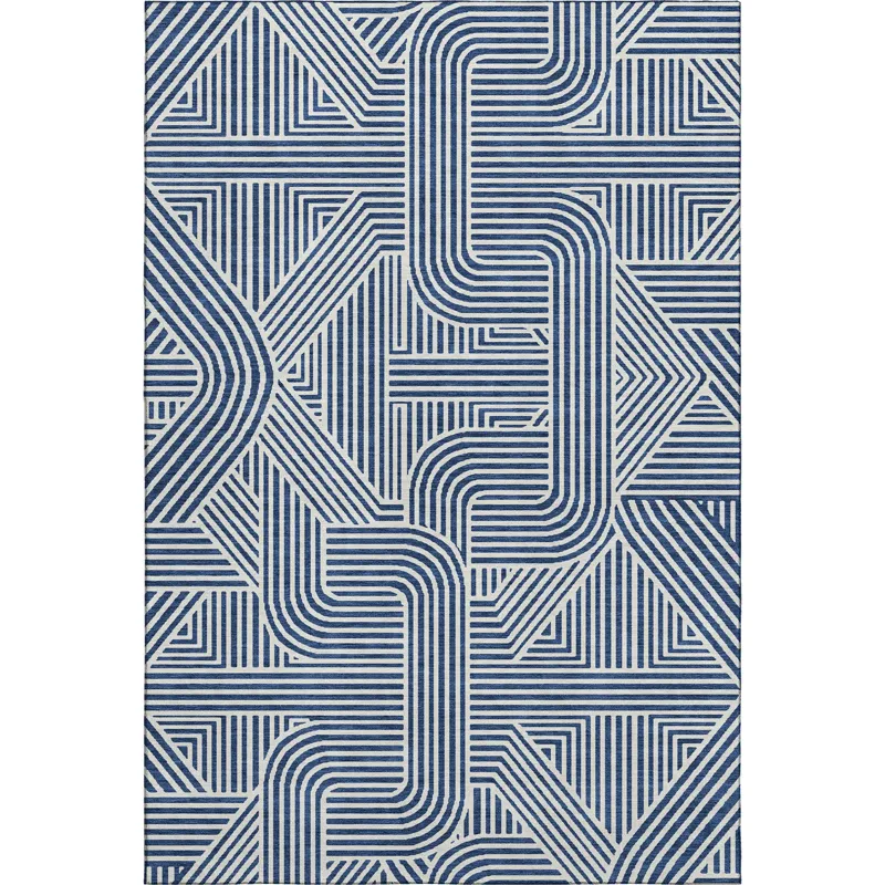 Luxury Washable Indoor/Outdoor The Reserve Navy 2\'6\" x 3\'10\" Rug
