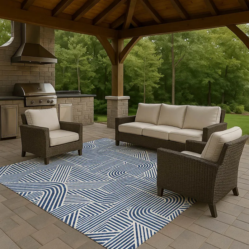 Luxury Washable Indoor/Outdoor The Reserve Navy 2\'6\" x 3\'10\" Rug