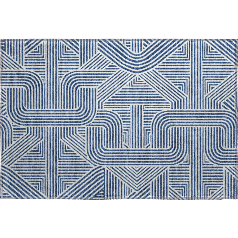 Luxury Washable Indoor/Outdoor The Reserve Navy 1\'8\" x 2\'6\" Rug