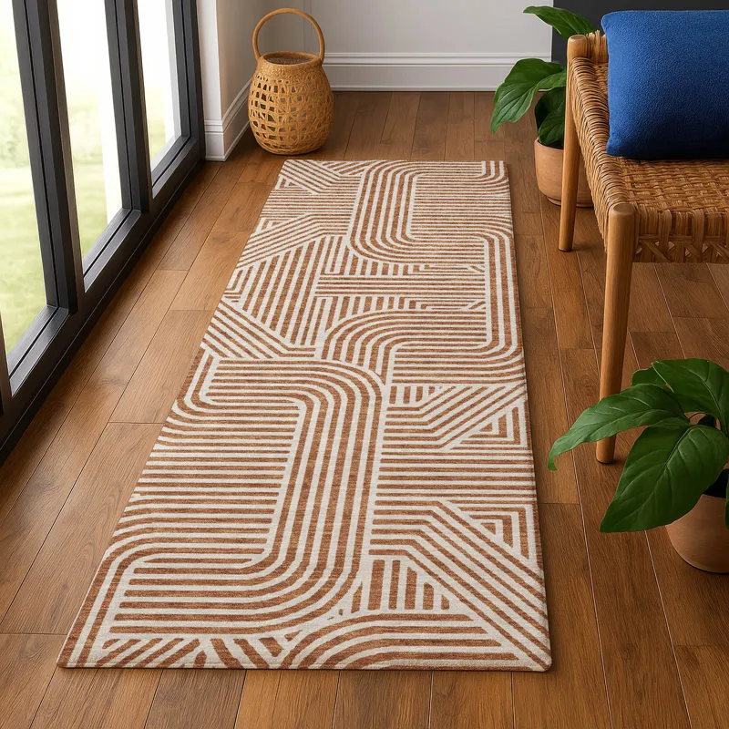 Luxury Washable Indoor/Outdoor The Reserve Paprika 2\'3\" x 7\'6\" Runner Rug
