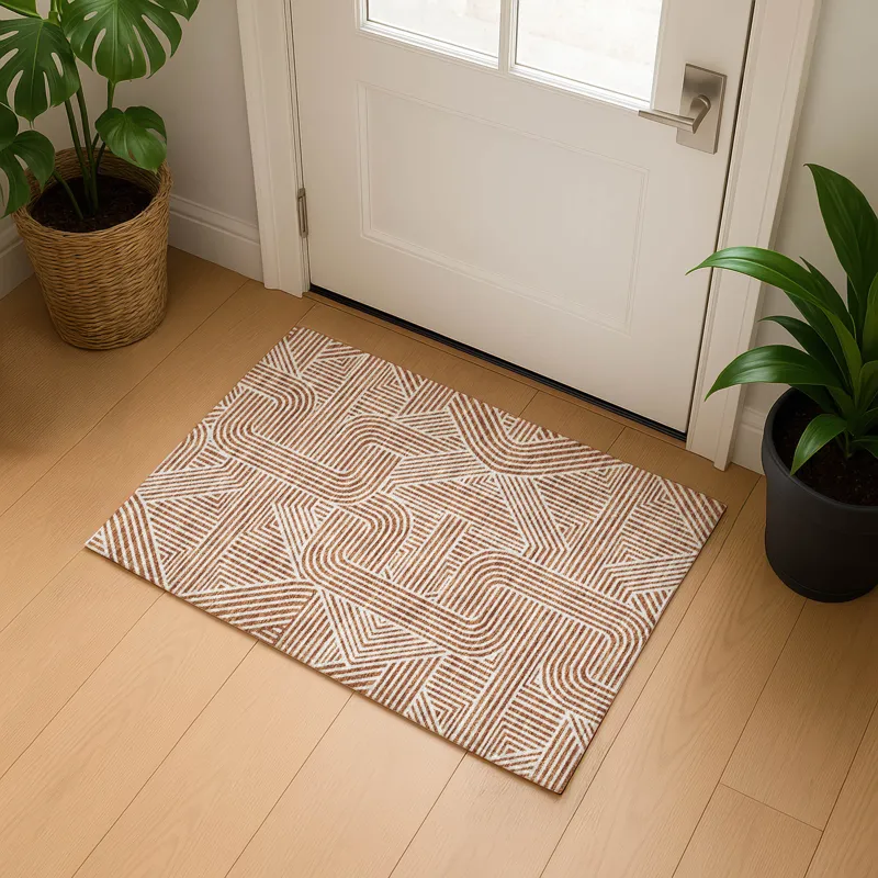 Luxury Washable Indoor/Outdoor The Reserve Paprika 1\'8\" x 2\'6\" Rug