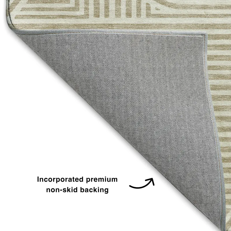 Luxury Washable Indoor/Outdoor The Reserve Putty 10\' x 14\' Rug