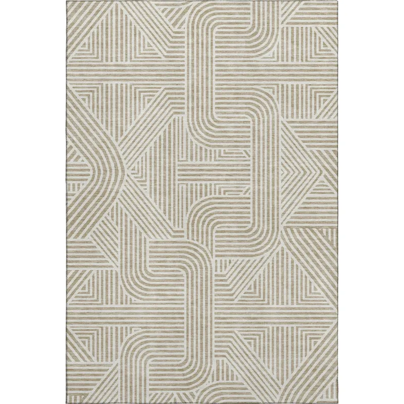 Luxury Washable Indoor/Outdoor The Reserve Putty 10\' x 14\' Rug