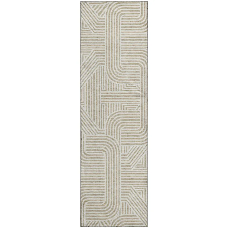 Luxury Washable Indoor/Outdoor The Reserve Putty 2\'3\" x 7\'6\" Runner Rug