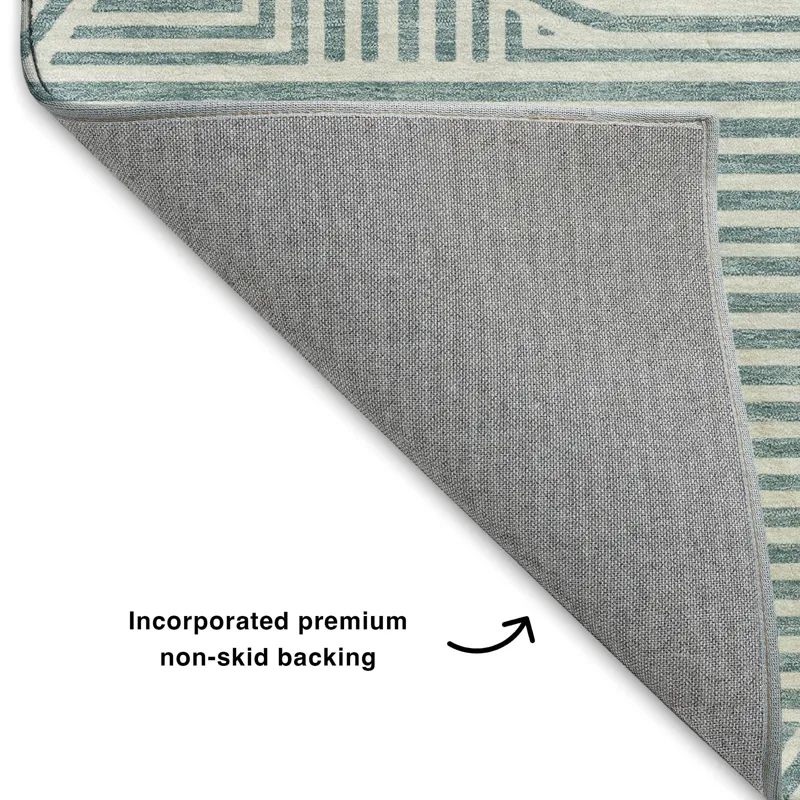 Luxury Washable Indoor/Outdoor The Reserve Teal 1\'8\" x 2\'6\" Rug