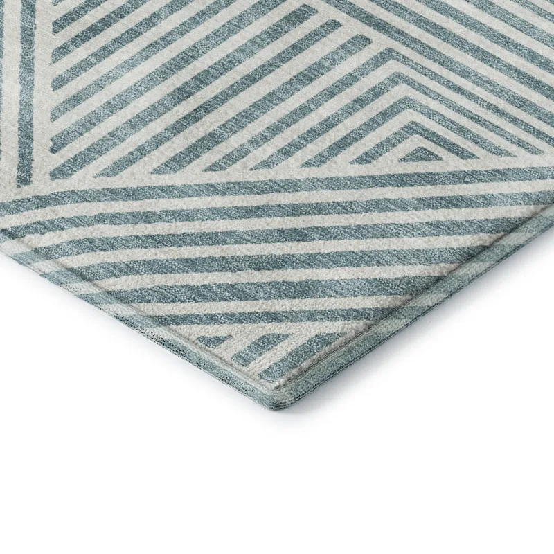 Luxury Washable Indoor/Outdoor The Reserve Teal 1\'8\" x 2\'6\" Rug