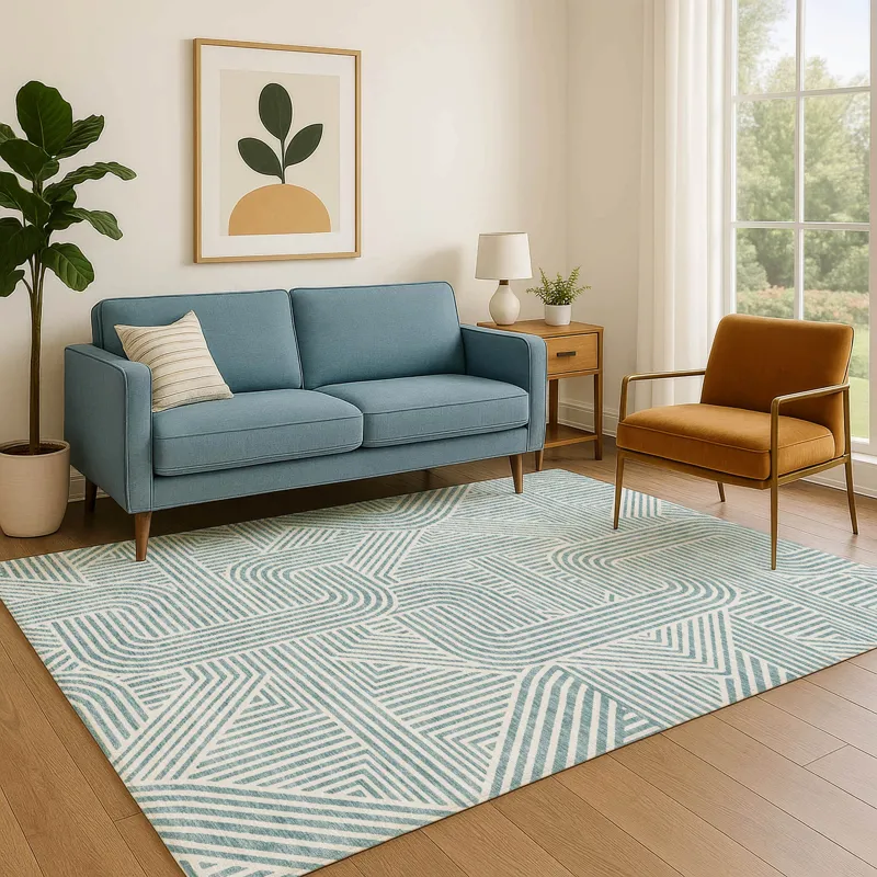 Luxury Washable Indoor/Outdoor The Reserve Teal 5\' x 7\'6\" Rug